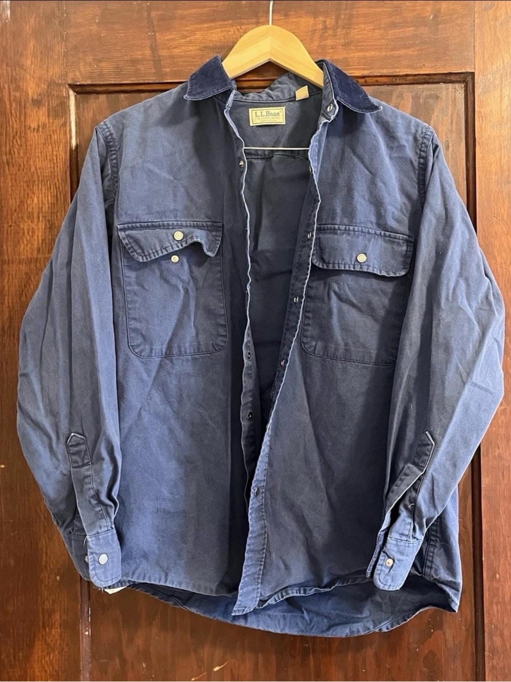L.L. Bean Vintage Canvas Work Shirt Men's Medium Blue
